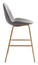 Chairs Bar Chairs - 21.7" x 24" x 42.7" Graphite Gray Velvet, Steel & Plywood, Bar Chair - Set of 2 HomeRoots