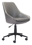Chairs Best Office Chair - 24.8" x 24.8" x 34.3" Gray, Leatherette, Black Painted Steel Base, Office Chair HomeRoots