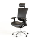 Chairs Best Office Chair - 53" Black Leather, Plastic, and Aluminum Office Chair HomeRoots