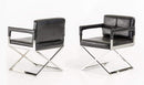Chairs Black Accent Chair - 30" Black Bonded Leather and Metal Accent Chair HomeRoots