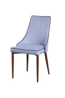 Chairs Blue Accent Chair - 35" Blue Fabric and Metal Dining Chair HomeRoots
