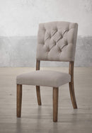 Chairs Corner Chair - 19" X 23" X 43" 2pc Cream Linen And Weathered Oak Side Chair HomeRoots
