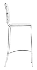 Chairs Counter Height Chairs - 15" x 19" x 39" White, Leatherette, Chromed Steel, Cross Counter Chair - Set of 2 HomeRoots