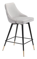 Chairs Counter Height Chairs - 18.5" x 20.9" x 36.4" Gray, Velvet, Stainless Steel, Counter Chair HomeRoots