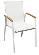 Chairs Dining Chairs - 22" X 25" X 35" White Stainless Steel Dining Armed Chair HomeRoots