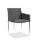 Chairs Dining Chairs - 23" X 22" X 33" Gray Faux Leather Dining Armed Chair HomeRoots