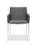Chairs Dining Chairs - 23" X 22" X 33" Gray Faux Leather Dining Armed Chair HomeRoots