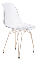 Chairs Dining Room Chairs - 21.3" x 18.3" x 33.5" Clear & Gold, Polycarbonate, Metal, Dining Chair HomeRoots