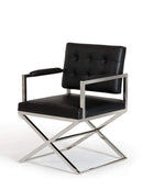 Chairs Dining Room Chairs - 35" Black Leatherette and Stainless Steel Dining Chair HomeRoots
