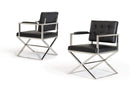 Chairs Dining Room Chairs - 35" Black Leatherette and Stainless Steel Dining Chair HomeRoots