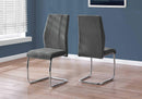 Chairs Dining Room Chairs - Two 77.5" Dark Grey Velvet, Chrome Metal, and Foam Dining Chairs HomeRoots