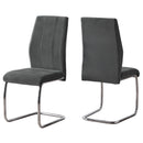 Chairs Dining Room Chairs - Two 77.5" Dark Grey Velvet, Chrome Metal, and Foam Dining Chairs HomeRoots