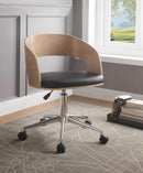 Chairs Ergonomic Office Chair - 21" X 20" X 29-34" White Leatherette And Beech Office Chair HomeRoots