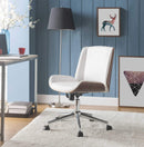 Chairs Ergonomic Office Chair - 21" X 25" X 34-38" White Leatherette And Walnut Office Chair HomeRoots