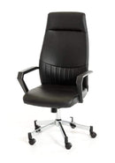 Chairs Ergonomic Office Chair - 47" Black Leatherette, Plastic, and Steel Office Chair HomeRoots