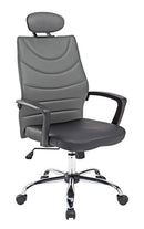 Chairs Ergonomic Office Chair - 48" Black Leatherette, Plastic, and Steel Office Chair HomeRoots