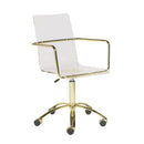 Chairs Home Office Chair - 20.52" X 22.01" X 39.49" Office Chair in Clear Acrylic with Gold Base HomeRoots