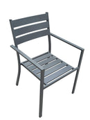 Chairs Leather Chair - 22" X 23" X 34" Gray Aluminum Dining Armed Chair HomeRoots