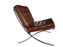 Chairs Leather Chair - 32" X 30" X 35" Brown Full Leather Fireproof Foam Chair HomeRoots