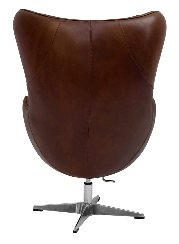 Chairs Leather Chair - 32" X 34" X 41" Brown Full Leather Fireproof Foam Chair HomeRoots
