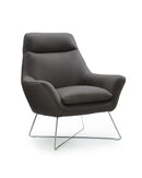 Chairs Leather Chair - Chair Dark Gray Top Grain Italian Leather Stainless Steel Legs. HomeRoots
