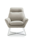 Chairs Leather Chair - Chair Light Gray Top Grain Italian Leather Stainless Steel Legs. HomeRoots