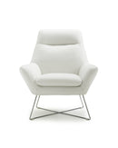 Chairs Leather Chair - Chair White Top Grain Italian Leather Stainless Steel Legs. HomeRoots