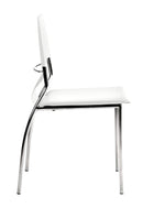 Chairs Leather Dining Chairs - 17" x 20" x 33" White, Leatherette, Chromed Steel, Dining Chair - Set of 4 HomeRoots