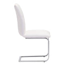 Chairs Leather Dining Chairs - 17" X 23.4" X 37" 2 Pcs White Leatherette Chromed Steel Dining Chair HomeRoots