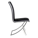 Chairs Leather Dining Chairs - 17" X 26" X 39" 2 Pcs Black Leatherette Chromed Steel Dining Chair HomeRoots