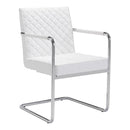 Chairs Leather Dining Chairs - 22" X 23" X 33.9" 2 Pcs White Leatherette Chromed Steel Dining Chair HomeRoots