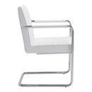 Chairs Leather Dining Chairs - 22" X 23" X 33.9" 2 Pcs White Leatherette Chromed Steel Dining Chair HomeRoots