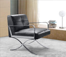 Chairs Leather Lounge Chair - 31" Black Leather and Steel Lounge Chair HomeRoots