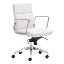 Chairs Leather Office Chair - 21" X 26" X 39" White Low Back Leatherette Office Chair HomeRoots
