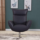 Chairs Lounge Chair Indoor - 43" Contemporary Navy Leather Lounge Chair HomeRoots
