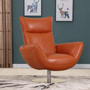 Chairs Lounge Chair Indoor - 43" Contemporary Orange Leather Lounge Chair HomeRoots