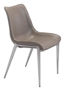 Chairs Modern Dining Chairs - 21.3" x 23.6" x 35.4" Gray, Leatherette, Brushed Stainless Steel, Dining Chair - Set of 2 HomeRoots