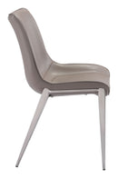 Chairs Modern Dining Chairs - 21.3" x 23.6" x 35.4" Gray, Leatherette, Brushed Stainless Steel, Dining Chair - Set of 2 HomeRoots