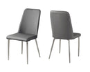 Chairs Modern Dining Chairs - 33" x 36" x 74" Grey, Foam, Metal, Leather-Look - Dining Chairs 2pcs HomeRoots