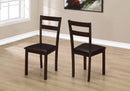 Chairs Modern Dining Chairs - 38" x 33.5" x 70.5" Cappuccino, Solid Wood, Foam, Veneer, Leather-Look - Dining Chair 2pcs HomeRoots