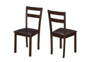 Chairs Modern Dining Chairs - 38" x 33.5" x 70.5" Cappuccino, Solid Wood, Foam, Veneer, Leather-Look - Dining Chair 2pcs HomeRoots