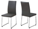 Chairs Modern Dining Chairs - 39'.5" x 34" x 76" Grey, Foam, Metal, Leather-Look - Dining Chairs 2pcs HomeRoots