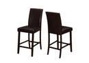 Chairs Modern Dining Chairs - 45" x 35'.5" x 80" Brown, Leather-Look, Counter height - 2pcs Dining Chair HomeRoots