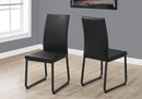Chairs Modern Dining Chairs - Two 38" Black Leather Look, Foam, and Metal Dining Chairs HomeRoots