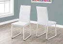 Chairs Modern Dining Chairs - Two 38" White Leather Look, Foam, and Metal Dining Chairs HomeRoots