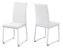 Chairs Modern Dining Chairs - Two 38" White Leather Look, Foam, and Metal Dining Chairs HomeRoots