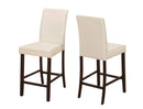 Chairs Modern Dining Chairs - Two 40" Ivory Leather Look, Solid Wood, and MDF Counter Height Dining Chairs HomeRoots