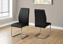 Chairs Modern Dining Chairs - Two 77.5" Black Leather Look, Chrome Metal, and Foam Dining Chairs HomeRoots