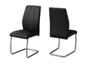 Chairs Modern Dining Chairs - Two 77.5" Black Leather Look, Chrome Metal, and Foam Dining Chairs HomeRoots