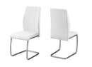 Chairs Modern Dining Chairs - Two 77.5" Leather Look, Chrome Metal, and Foam Dining Chairs HomeRoots